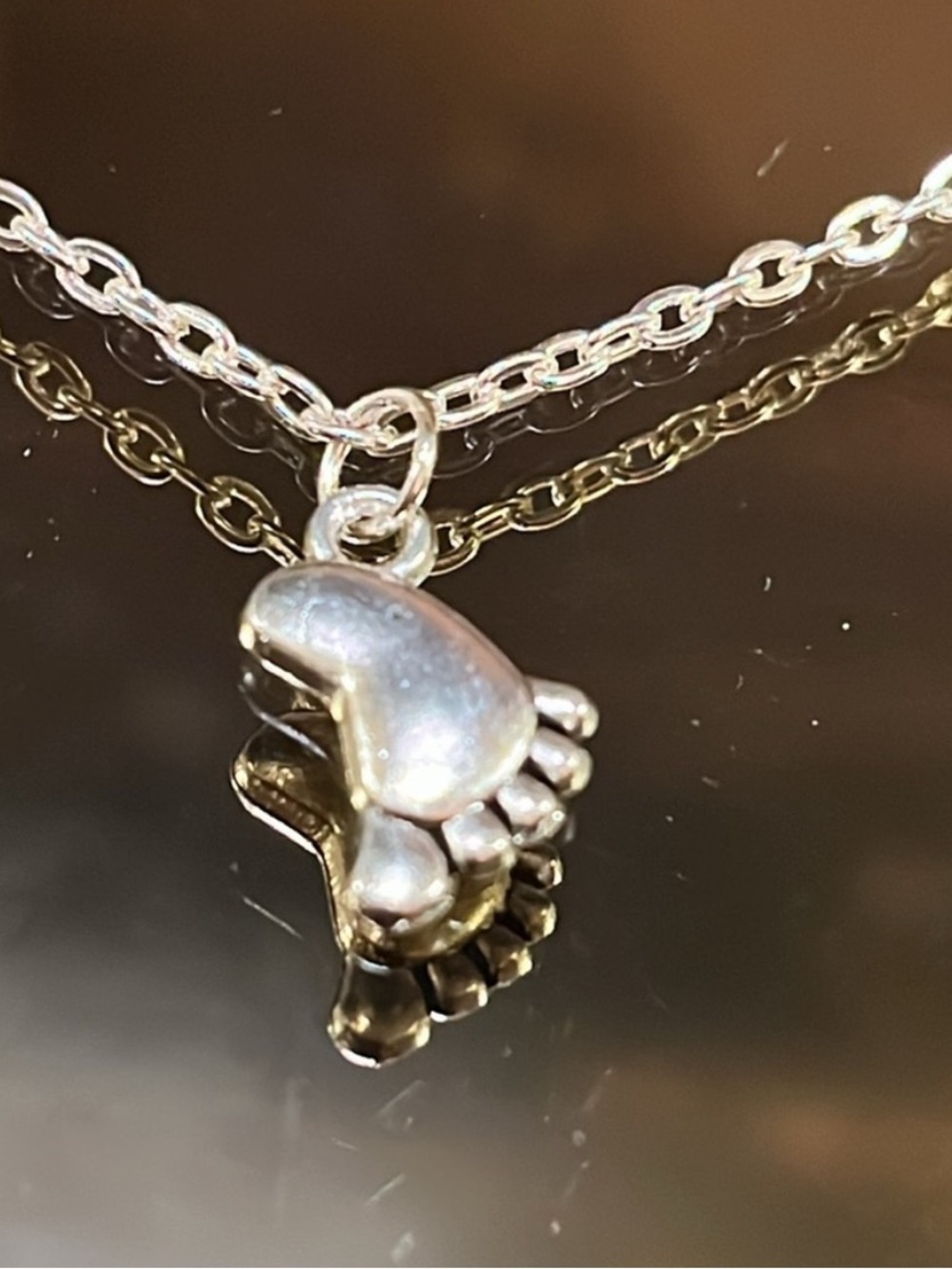 Silver Baby Foot New Mom Charm Necklace